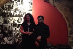 Chilean artist Myriam O performing with Maltese guitarist Marc Galea