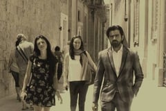 Events Manager Melanie Farrugia, Marie Claire Pearman from CARAVAN and Secretary Mario Gauci in Mdina