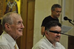 Artistic Director Giuseppe Schembri Bonaci reading Yevgeny Yevtushenko's poem Babi Yar in the presence of the poet